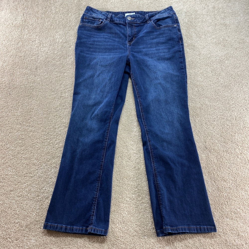 Maurices M Jeans Slim Bootcut Womens 14 Short Blue Mid Rise Dark Wash Classic